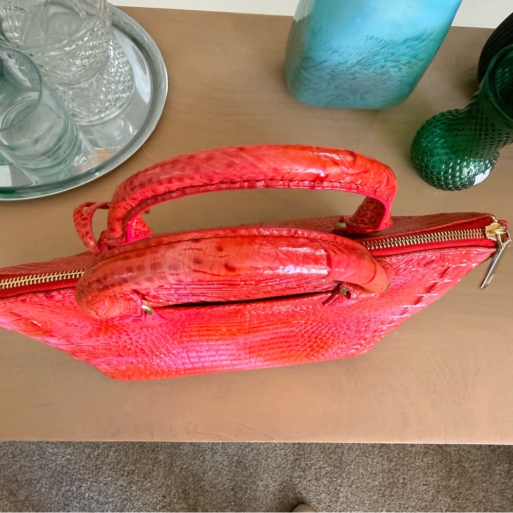 Brahmin Punchy Coral Melbourne Croc Duxbury Satchel - Picture 3 of 15